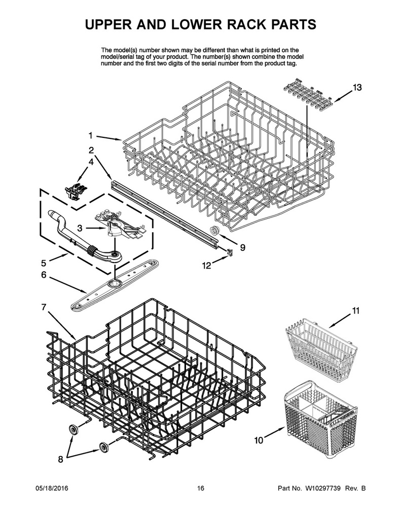 Upper Dishrack Roller and Axle Assembly