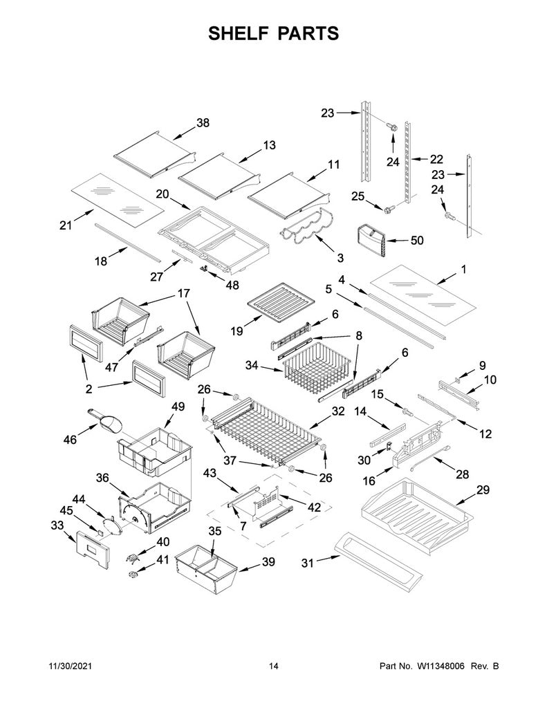 Whirlpool Refrigerator & Freezer Pantry Endcap (Right Side) - WPW10121977, Replaces: W10121977