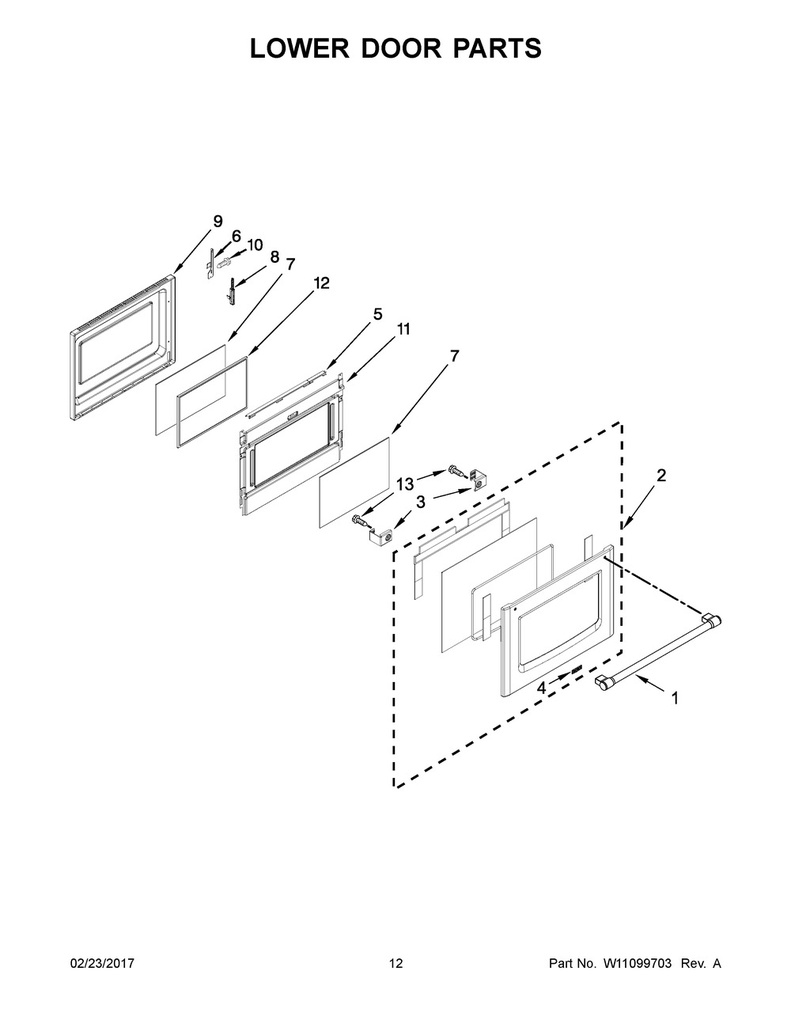 Whirlpool Range /Oven Range Oven Door Handle, Stainless - W10832693