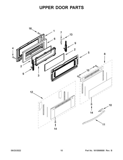 Whirlpool Range /Oven Upper Door Hinge (Right) - WPW10485732, Replaces: W10485732