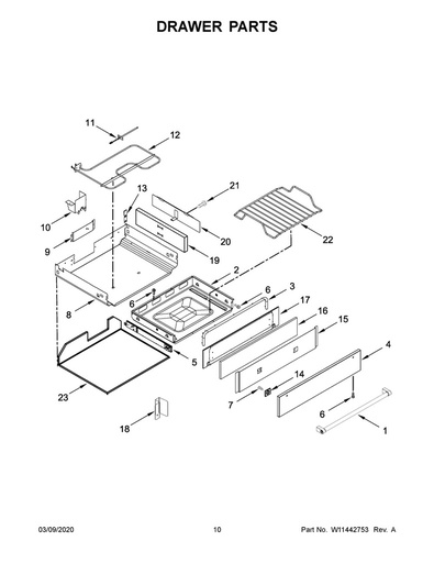 Whirlpool Range /Oven Drawer Panel (Stainless) - W10861216, Replaces: W10541954