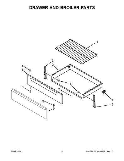 Whirlpool Range /Oven Drawer Glide - WP8053334, Replaces: 3195062