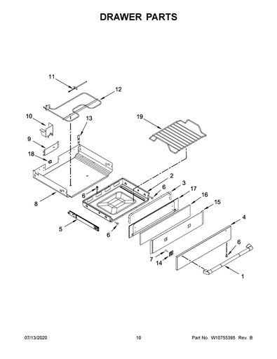 Whirlpool Range /Oven Drawer Slide Rail - W11123024, Replaces: W10541945