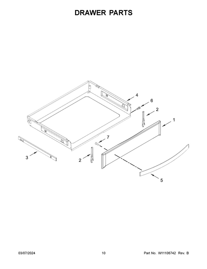 Whirlpool Range /Oven Drawer Slide Rail - WPW10441804, Replaces: W10441804