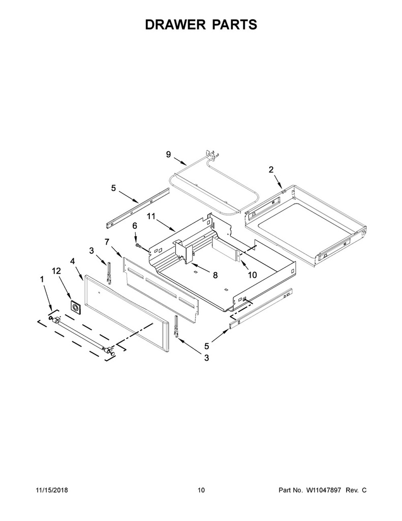 Whirlpool Range /Oven Range Drawer Panel - W11049639
