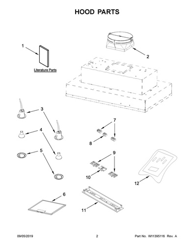 Whirlpool Range Hood Fan Rocker Switch - W10853393, Replaces: W10351916