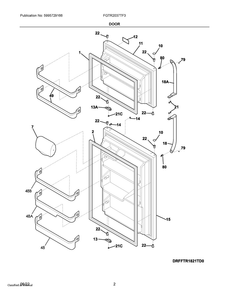 Frigidaire Refrigerator Door Shelf Bin (Middle) - 240337901, Replaces: 240337904