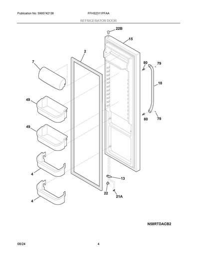 Frigidaire Refrigerator Gallon Door Shelf Bin - 240324501, Replaces: 240324505