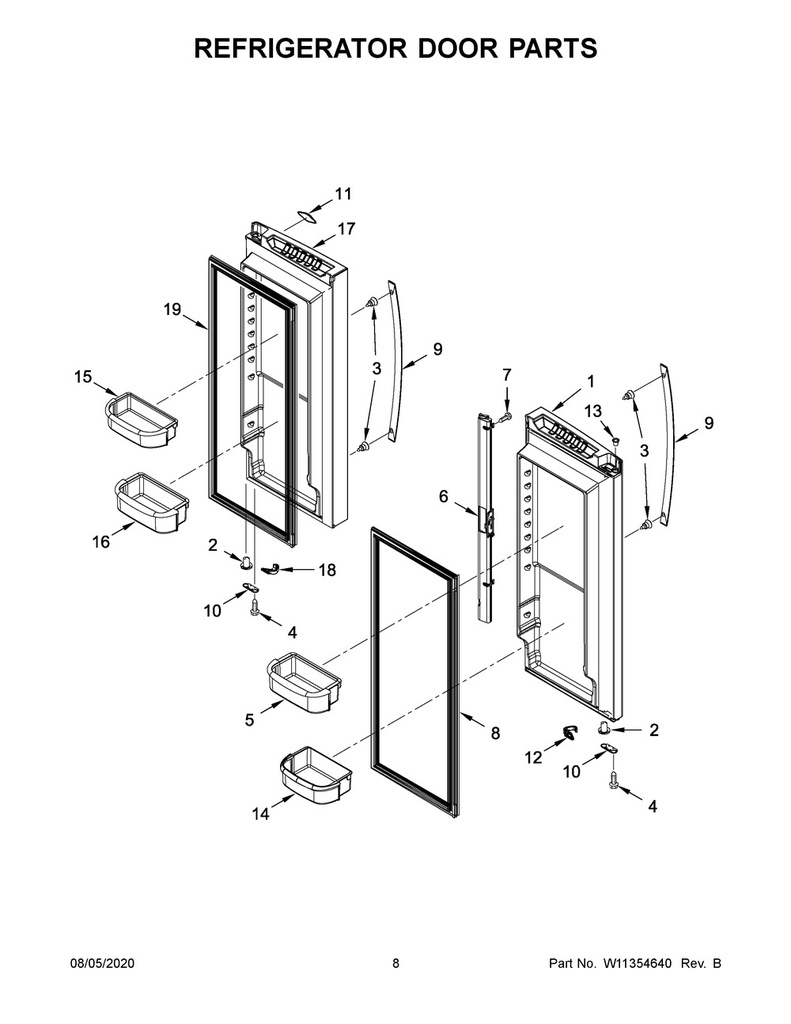 Whirlpool Refrigerator Door Shelf Bin - WPW10351081, Replaces: 12849103