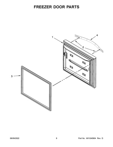 Whirlpool Refrigerator Freezer Door Gasket (White) - W10460611, Replaces: W10353194