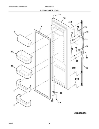 Frigidaire Refrigerator Fresh Food Door Closing Cam (Upper) - 240328201, Replaces: 240561601