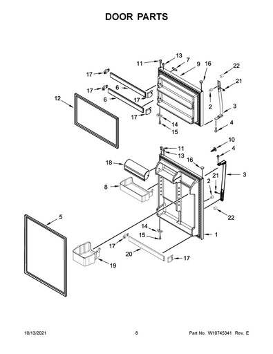 Whirlpool Refrigerator Refrigerator Door Handle, Stainless Steel - W10837029