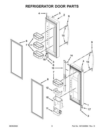 Whirlpool Refrigerator Door Mullion (Apollo Grey) - WPW10624450, Replaces: W10434739