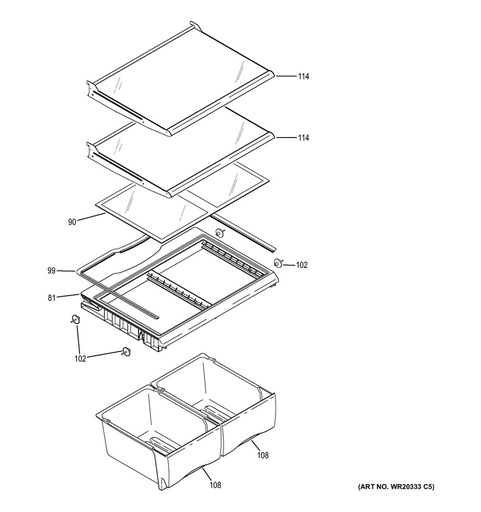 GE Refrigerator Refrigerator Crisper Drawer, Clear - WR01L03054