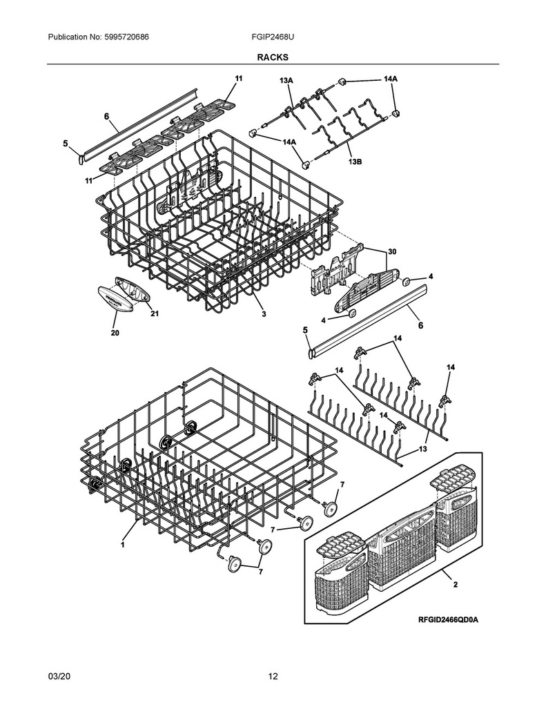 Frigidaire Dishwasher Upper Dishrack Slide - 154597801, Replaces: 154232701