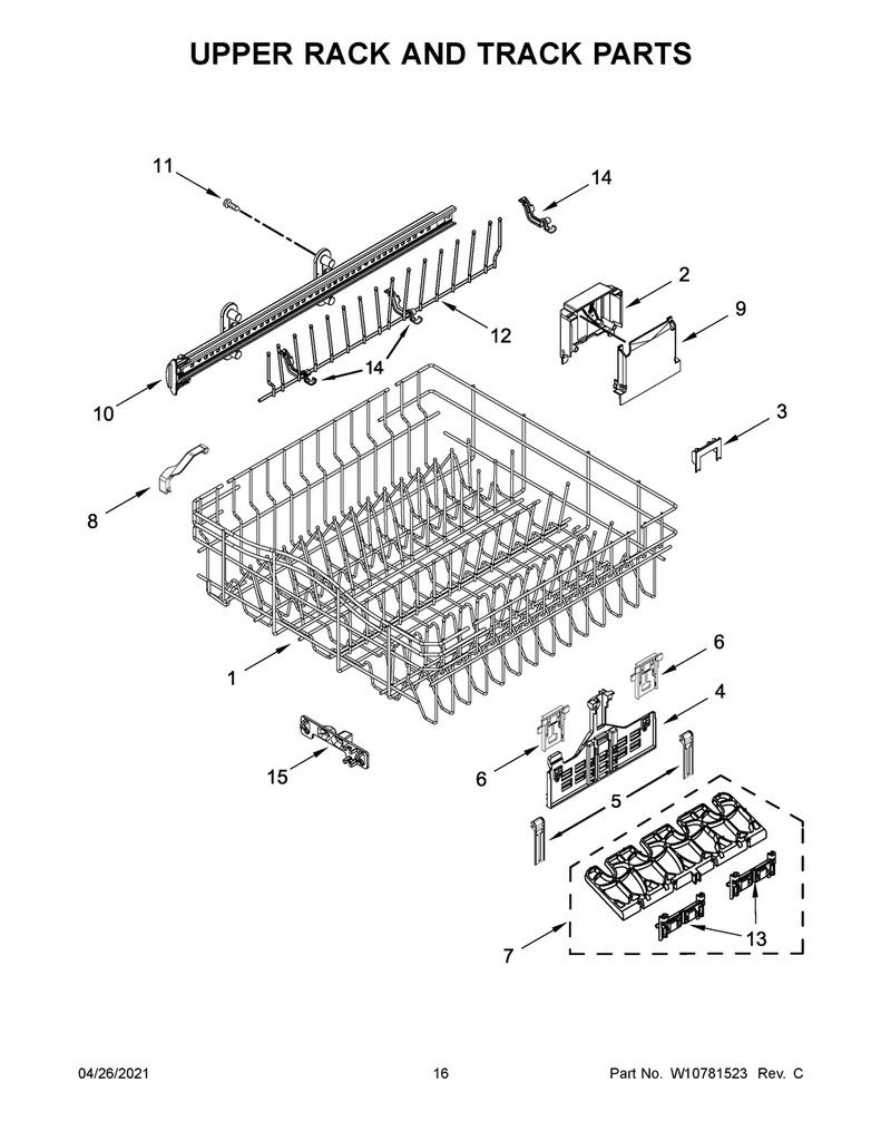 Whirlpool Dishwasher Adjuster Housing (Left) - W11162099, Replaces: W10656415
