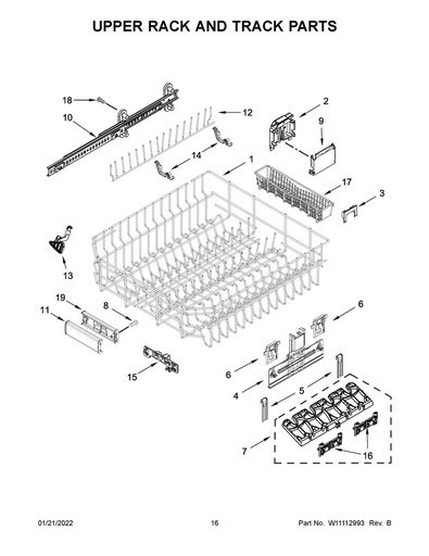 Whirlpool Dishwasher Dishrack Tine Row (Sold Indivually) - W10727426, Replaces: 8268689