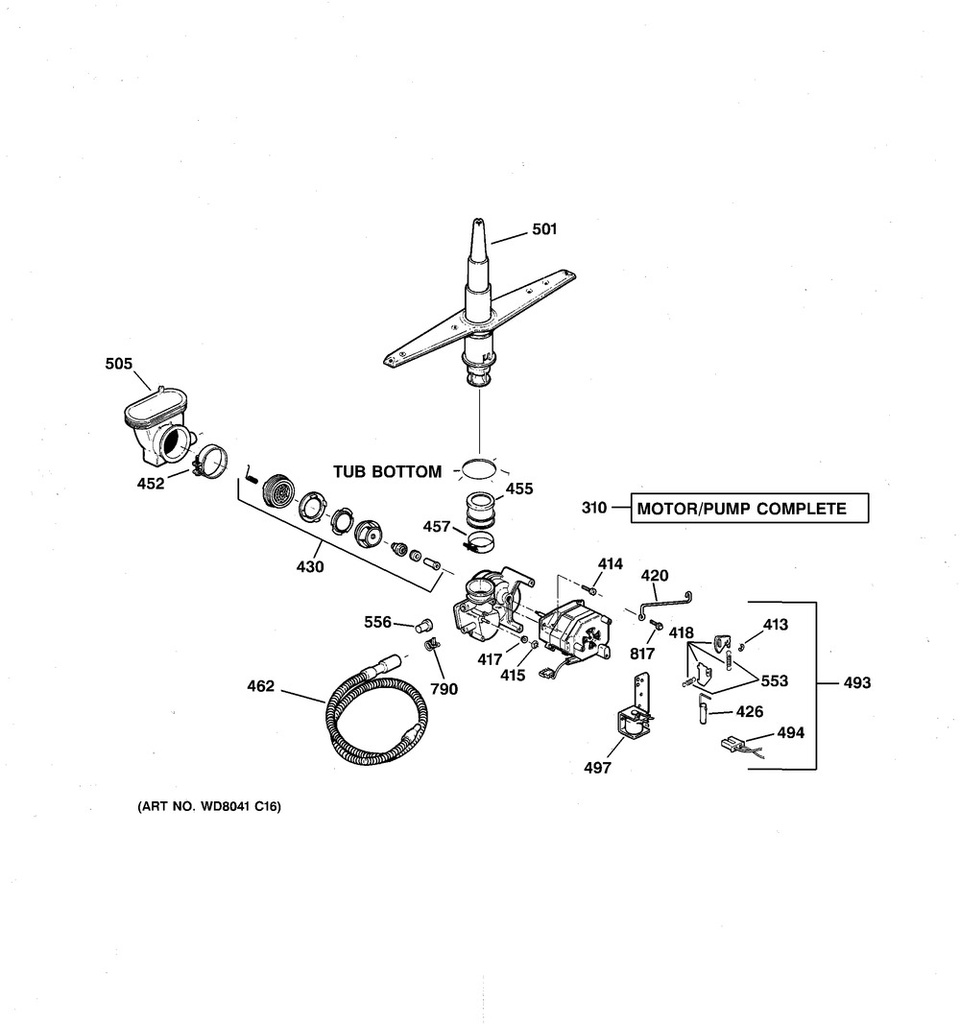 GE Dishwasher Lower Spray Arm & Tower - WG03F00845