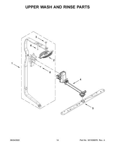 Whirlpool Dishwasher Center Wash Arm Support/Manifold - W11613489, Replaces: W11533287