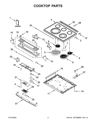 Whirlpool Range /Oven Control Panel - W11564645, Replaces: W11527532