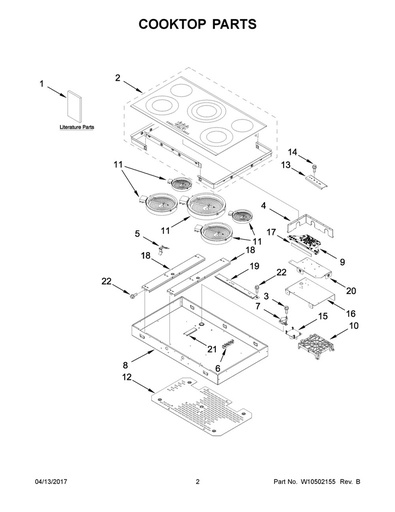 Whirlpool Range /Oven Range Main Cooktop Glass, Black - W10524409