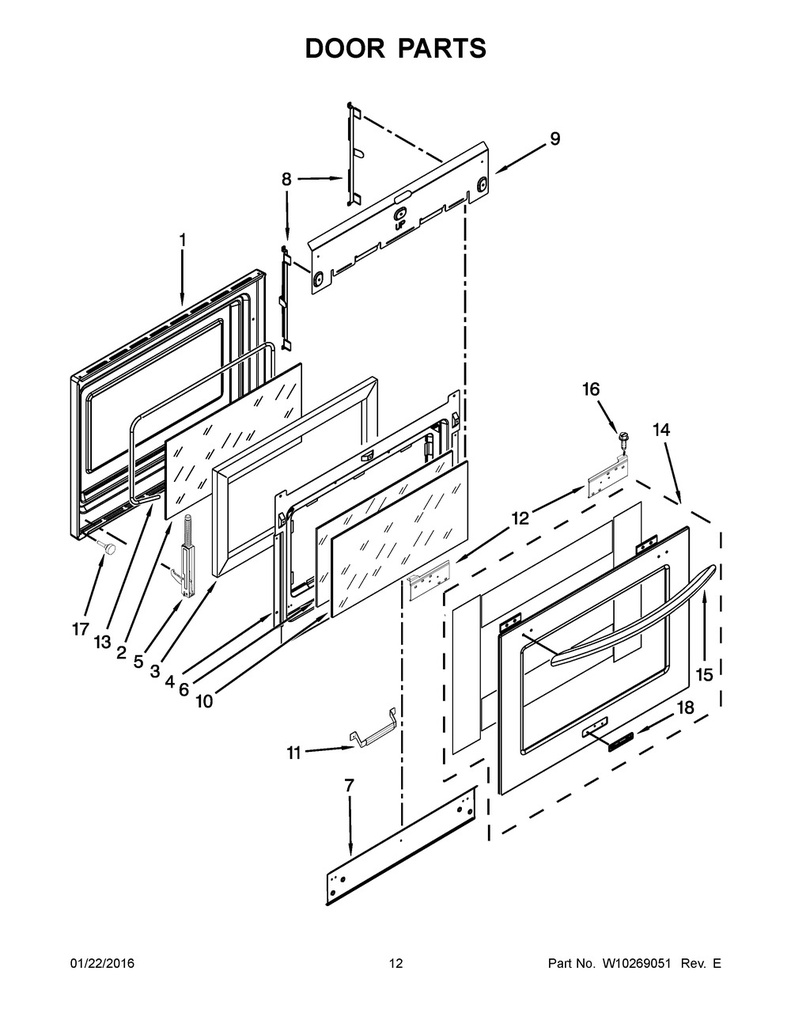Whirlpool Range /Oven Range Outer Door Assembly, Stainless Steel - W10155557