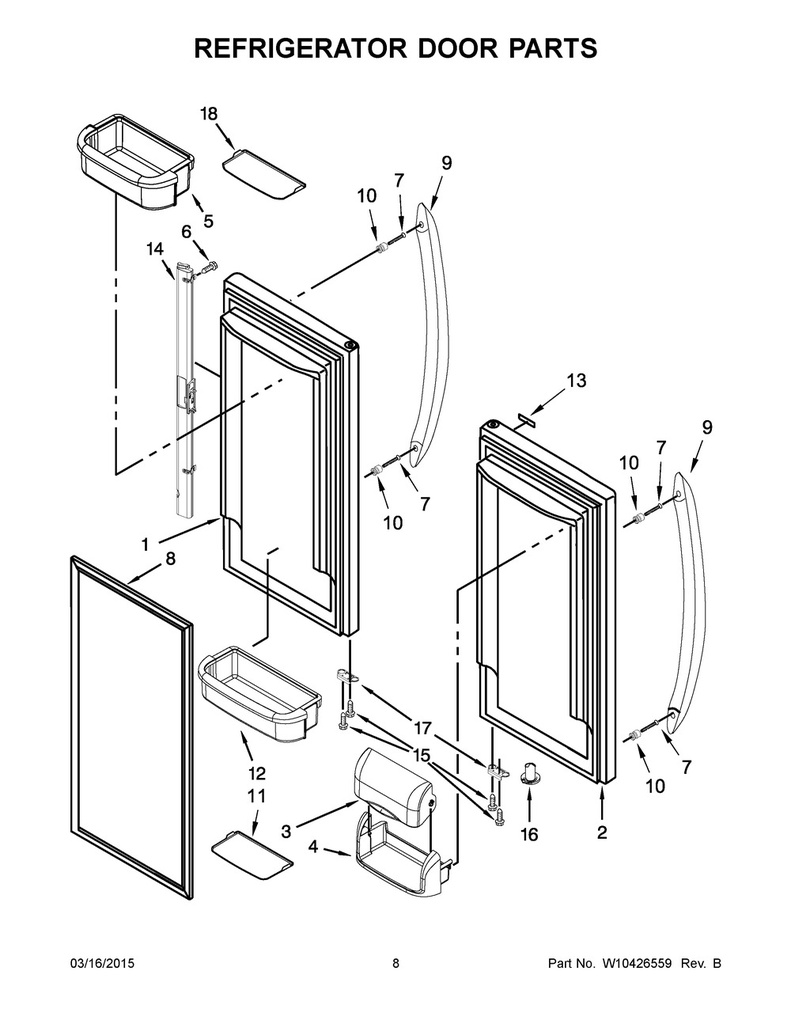 Whirlpool Refrigerator Shallow Door Shelf Bin - WPW10371193, Replaces: 12849104