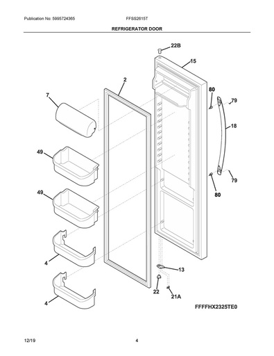 Frigidaire Refrigerator Upper Door Shelf Bin - 240356402, Replaces: 240356407