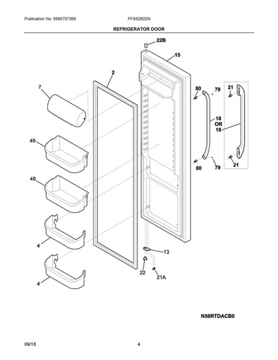 Frigidaire Refrigerator Upper Door Shelf Bin - 240356401, Replaces: 240356405