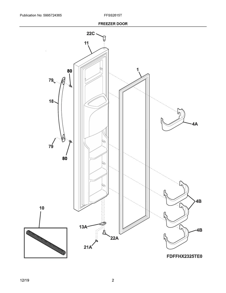Frigidaire Refrigerator Freezer Upper Door Bin - 240334201, Replaces: 240334207