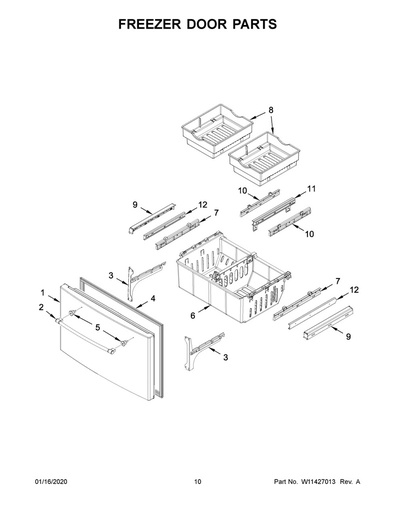 Whirlpool Refrigerator Freezer Door Gasket (Gray) - WPW10443324, Replaces: W10180624