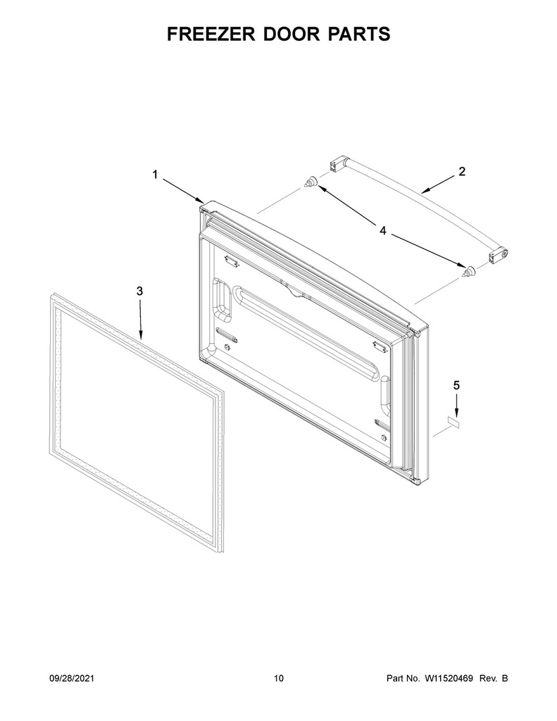 Whirlpool Refrigerator Door Handle - W11499276, Replaces: W10736970