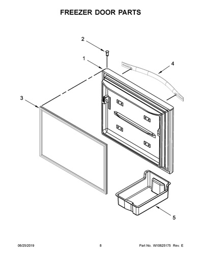 Whirlpool Refrigerator Freezer Door Handle (Stainless) - W10830683, Replaces: W10357240