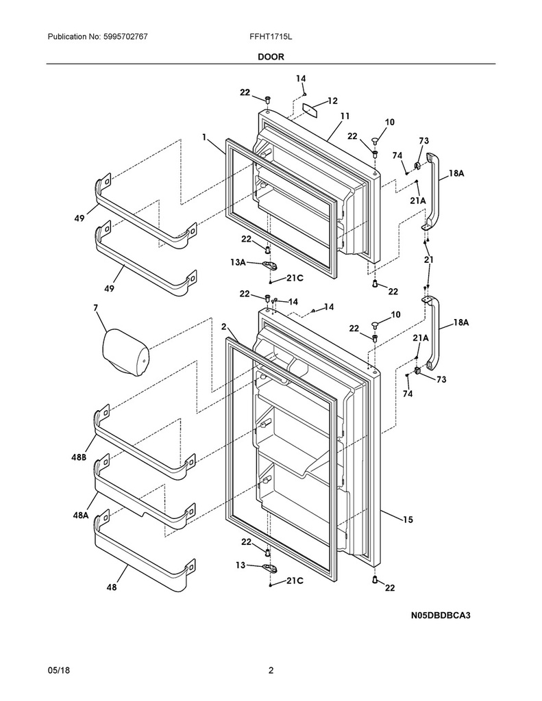 Frigidaire Refrigerator Door Handle - 218428121, Replaces: 218428107