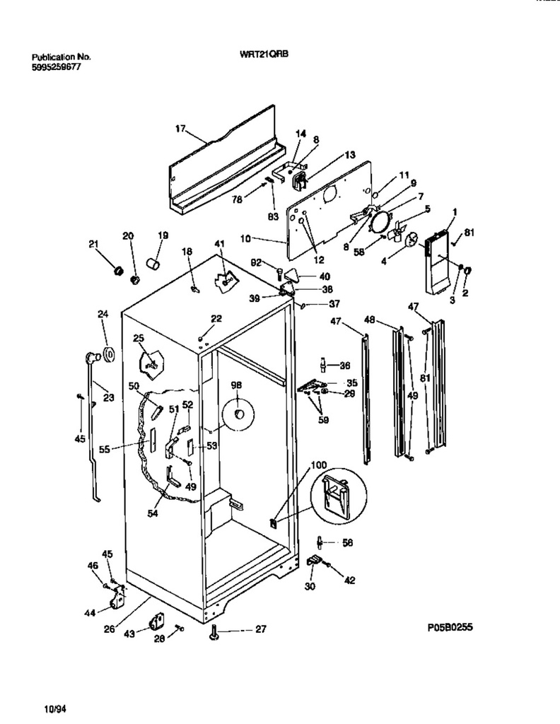 Frigidaire Refrigerator Center Hinge Pin - 218251300