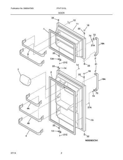 Frigidaire Refrigerator Door Handle (Bisque) - 218428119