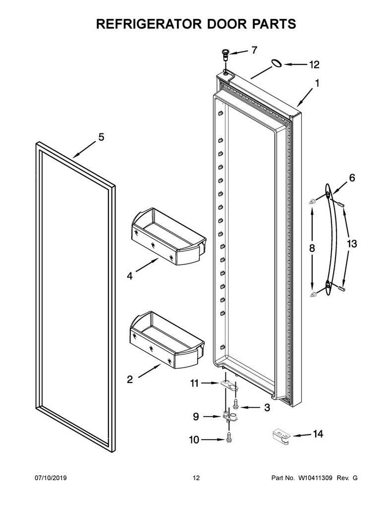 Whirlpool Refrigerator Door Handle (White) - WPW10268056, Replaces: W10268056