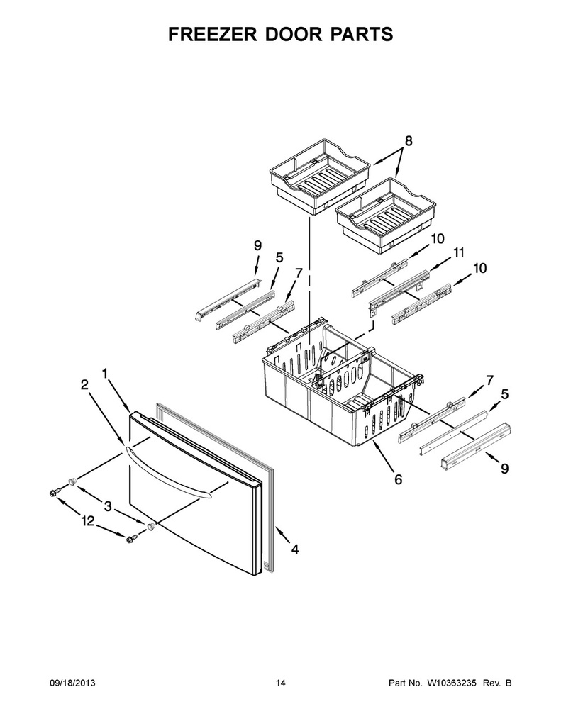 Whirlpool Refrigerator Freezer Door Handle (Stainless) - WPW10138763, Replaces: 67006393