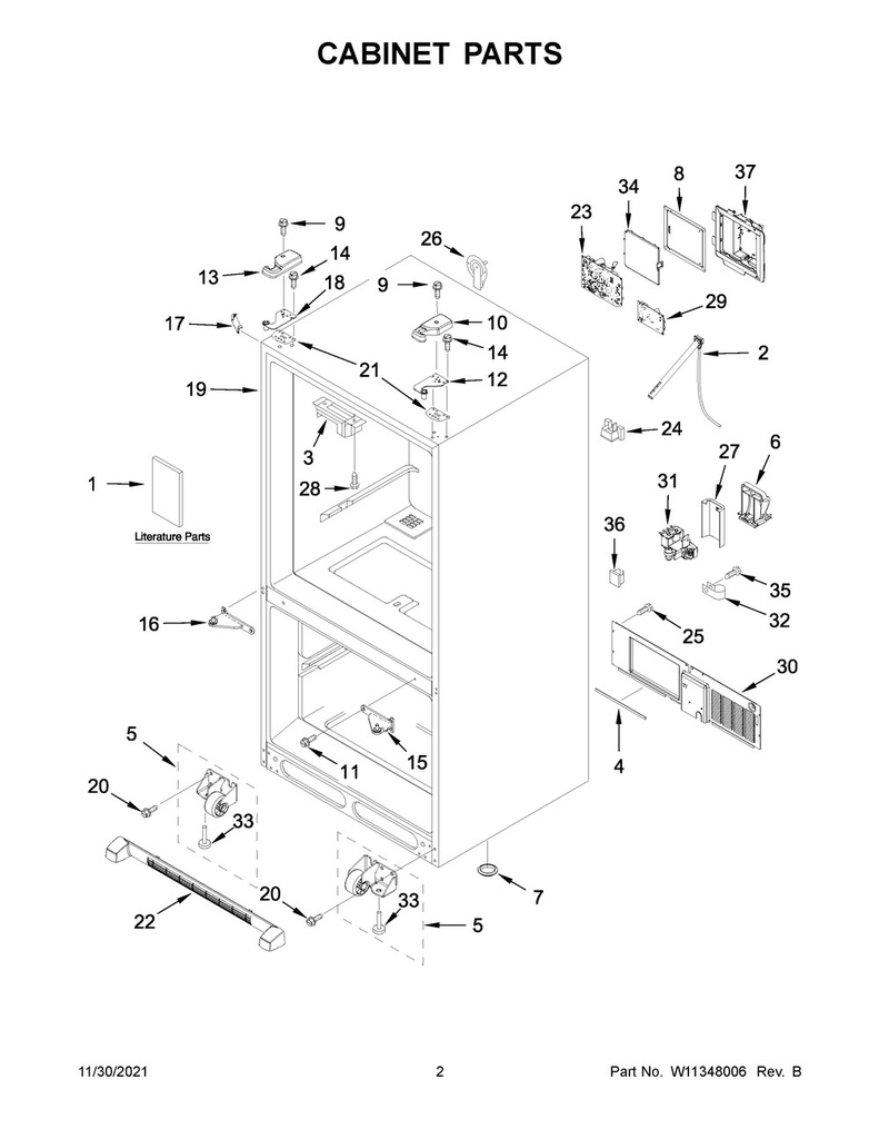 Whirlpool Refrigerator Door Guide - W11024160, Replaces: W10120087