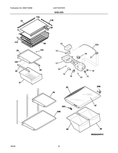 Frigidaire Refrigerator Cantilever Spill Safe Shelf - 241616607, Replaces: 240350110
