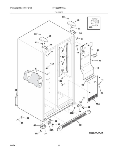 Frigidaire Refrigerator Support Post - 241993001, Replaces: 240350802