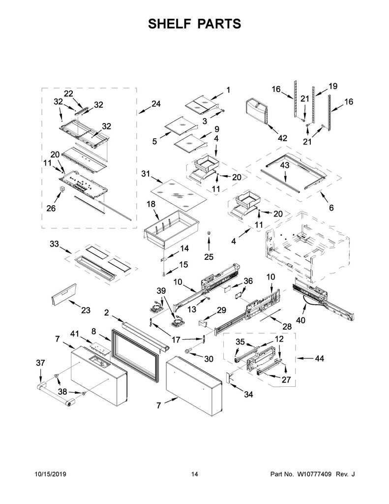 Whirlpool Refrigerator Drawer Support Rail - W11397195, Replaces: W10718060