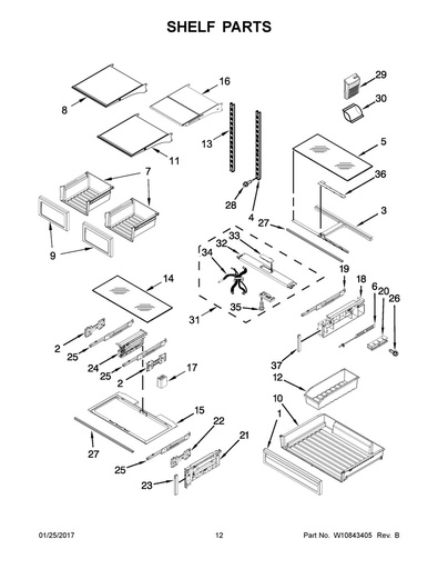 Whirlpool Refrigerator Drawer Front - W11176882, Replaces: W10755922