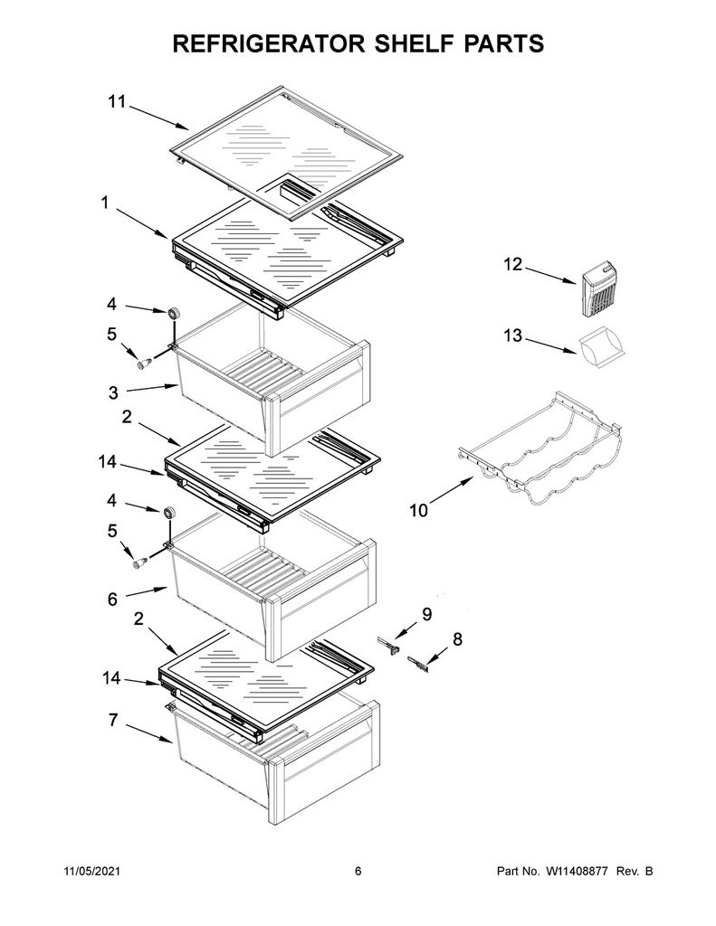 Whirlpool Refrigerator Crisper Drawer (2nd from Bottom) - WPW10531078, Replaces: W10369483