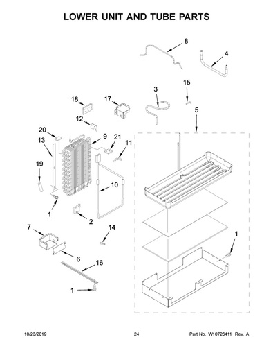 Whirlpool Refrigerator Evaporator - WPW10427993, Replaces: W10427993