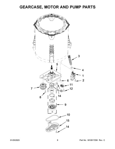 Whirlpool Washer Tub to Pump Hose - W10899966, Replaces: W10215091