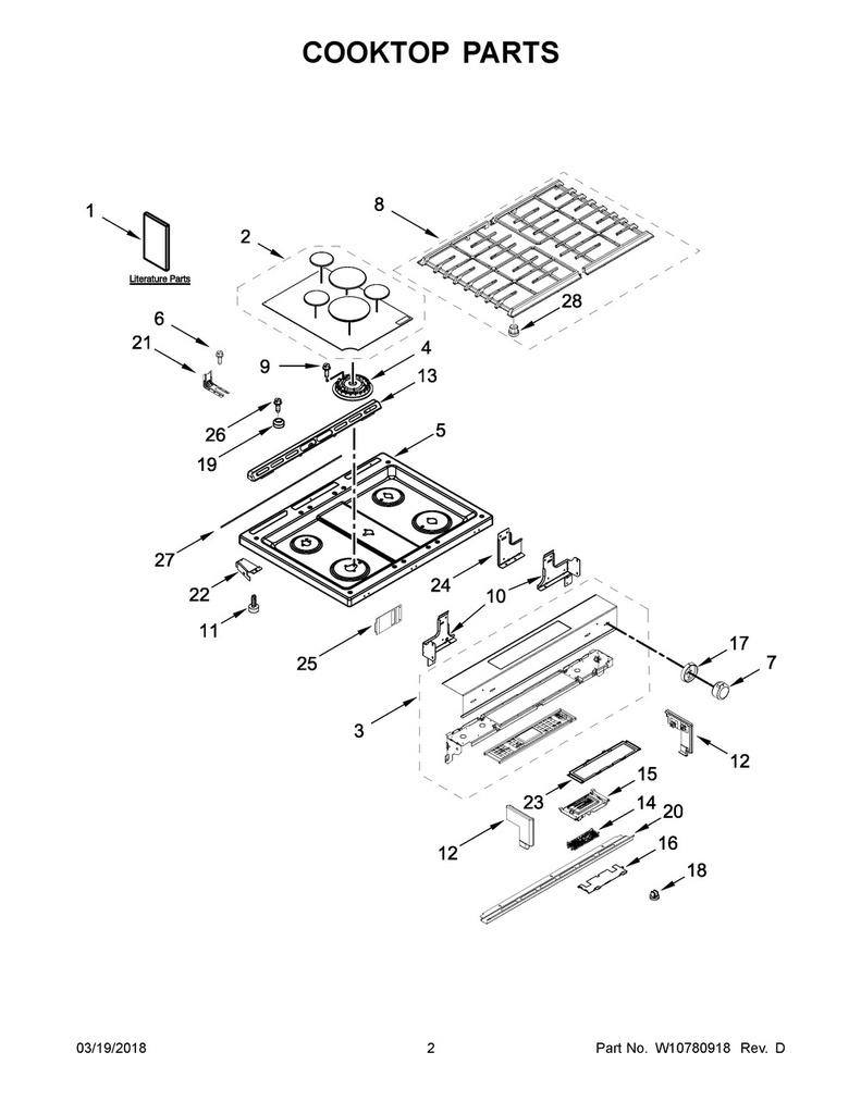 Whirlpool Range /Oven Surface Burner Cap (Set of 5) - W10876582, Replaces: W10479989