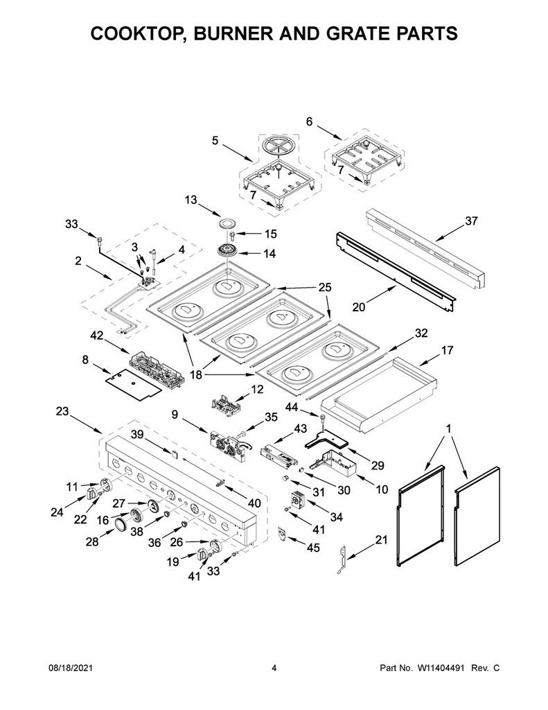 Whirlpool Range /Oven Gas Burner Cap (Set of 6) - W11344538, Replaces: W11121390