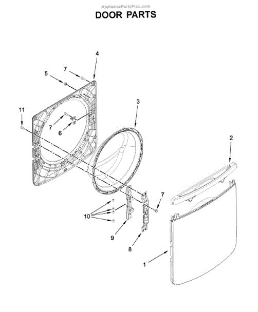 Whirlpool Washer Inner Door Glass (Clear Plastic) - W11316777, Replaces: W11171604