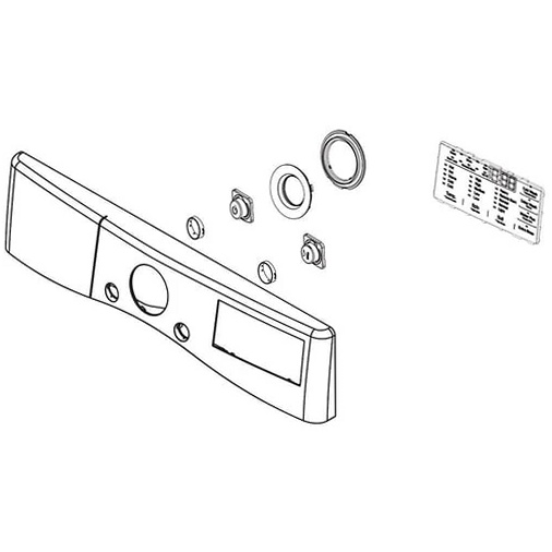 LG Dryer Control Panel Assembly - AGL76992503, Replaces: AGL76275703